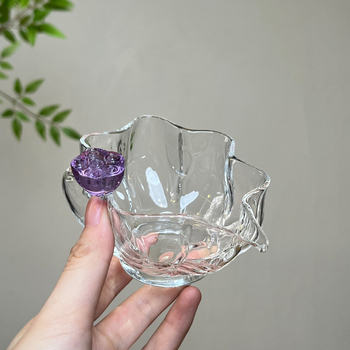 Ceainic transparent, în formă de lotus, din sticlă borosiliată, rezistentă la temperaturi înalte, pentru uz casnic