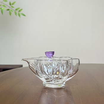 Ceainic transparent, în formă de lotus, din sticlă borosiliată, rezistentă la temperaturi înalte, pentru uz casnic