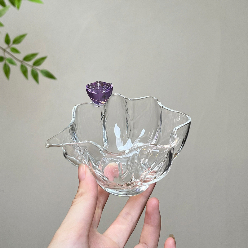 Ceainic transparent, în formă de lotus, din sticlă borosiliată, rezistentă la temperaturi înalte, pentru uz casnic