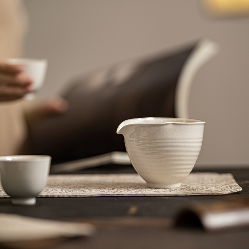 Set ceramic de ceai cu gură lată, design Zen japonez, lucrat manual — ceainic de amestec și ceașcă cu gură mare