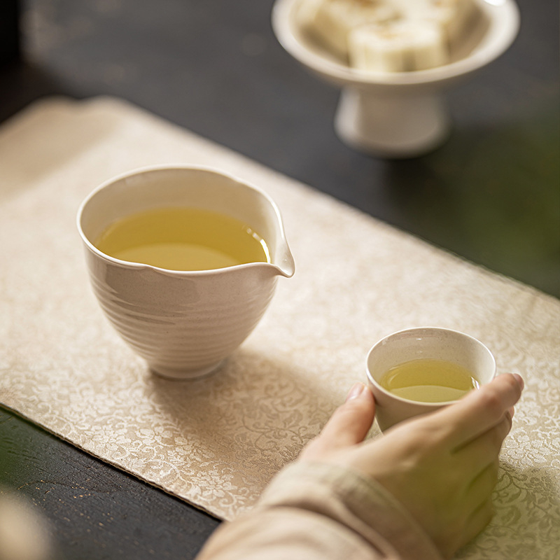 Set ceramic de ceai cu gură lată, design Zen japonez, lucrat manual — ceainic de amestec și ceașcă cu gură mare