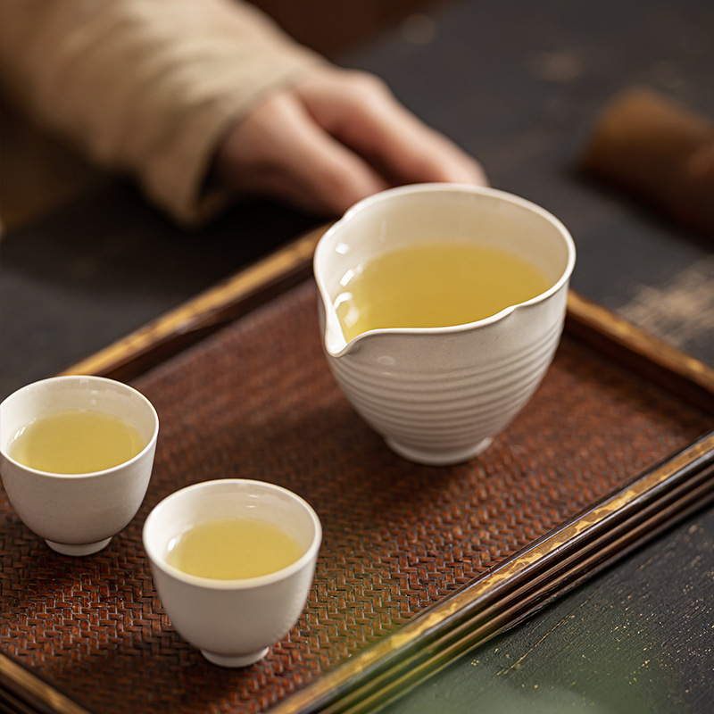 Set ceramic de ceai cu gură lată, design Zen japonez, lucrat manual — ceainic de amestec și ceașcă cu gură mare