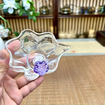 Set de ceai pentru uz casnic: distribuționer transparent pentru ceai și ceașcă pentru turnare uniformă, design cu petale, sticlă borosilicată de înaltă calitate