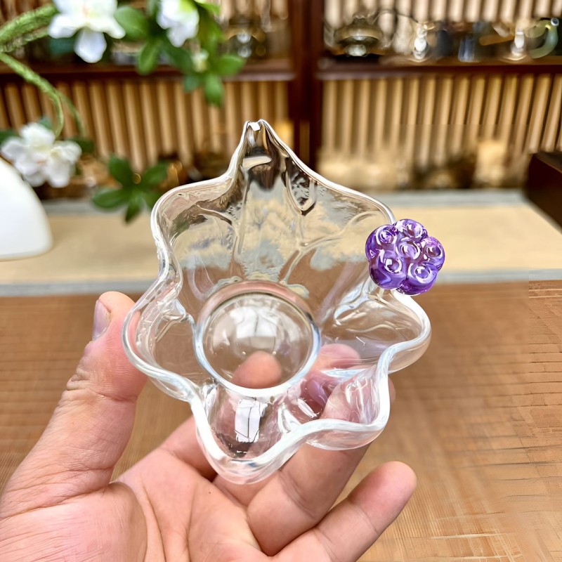 Set de ceai pentru uz casnic: distribuționer transparent pentru ceai și ceașcă pentru turnare uniformă, design cu petale, sticlă borosilicată de înaltă calitate
