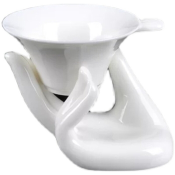 Suport alb din porțelan în formă de mână pentru ouă și filtru de ceai, accesorii pentru prezentarea artistică