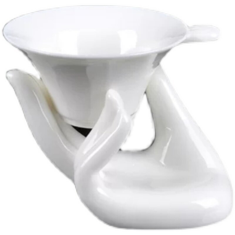 Suport alb din porțelan în formă de mână pentru ouă și filtru de ceai, accesorii pentru prezentarea artistică