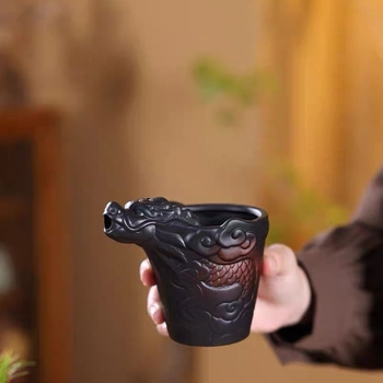 Dehua lut mov purpuriu cu cap de dragon – cupă de echilibrare pentru ceai, cu ceainic și strecurător, accesoriu de lux pentru ceai de acasă