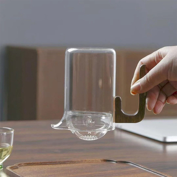 Ceașă de ceai din sticlă borosilicată, cu filtru integrat, rezistentă la căldură, design minimalist