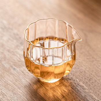 Set de ceai din sticlă cu motiv de petale și ceașcă pentru distribuția ceaiului — borosilicat rezistent la temperaturi înalte, pentru ceremonii de ceai