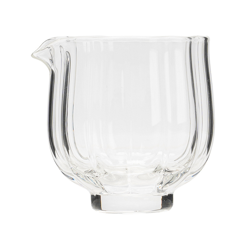 Set de ceai din sticlă cu motiv de petale și ceașcă pentru distribuția ceaiului — borosilicat rezistent la temperaturi înalte, pentru ceremonii de ceai