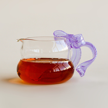 Jingshitang set de ceai din sticlă borosilicat cu design nod de satin rece, ceașcă de ceai premium și tavă de servire a ceaiului