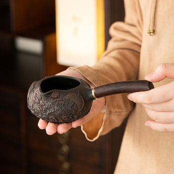 ceașă Gongdao mov din ceramică și vas de ceai, separator de ceai lucrat manual, accesorii retro pentru ceai Kung Fu