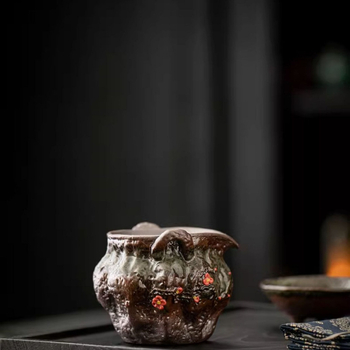 Cană vintage din ceramică pentru ceai Kung Fu, set ceramic pentru uz casnic cu distribuitor de ceai îngroșat, design creativ cu două mânere, protecție împotriva arsurilor, stil chinezesc