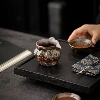 Cană vintage din ceramică pentru ceai Kung Fu, set ceramic pentru uz casnic cu distribuitor de ceai îngroșat, design creativ cu două mânere, protecție împotriva arsurilor, stil chinezesc