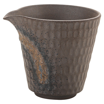 Set ceramic de ceai cu glazură aurie, mâner lateral, stil japonez, piesă lucrată manual Kung Fu, design vintage rustic cu căni potrivite