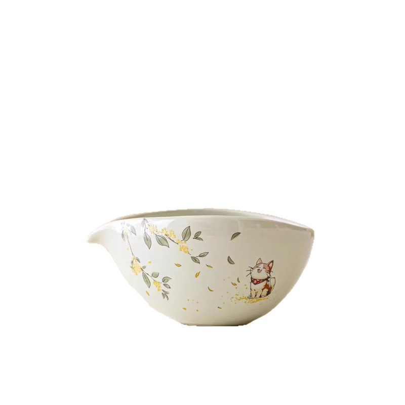 Divizor ceramic pentru ceai, cu motiv simpatic de pisică Osmanthus, pentru ceremonie Gongfu