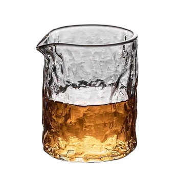 Ceașcă de ceai din sticlă borosilicat de înaltă rezistență, cu model textură scoarță de copac, transparentă, corp drept, pentru uz casnic.