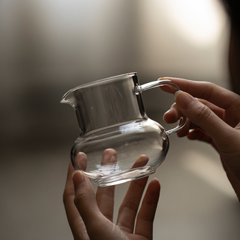 Pahar din borosilicat rezistent la temperaturi înalte, cu mâner, transparent pentru ceai și cafea, recipient pentru servire comună pentru cafea preparată manual