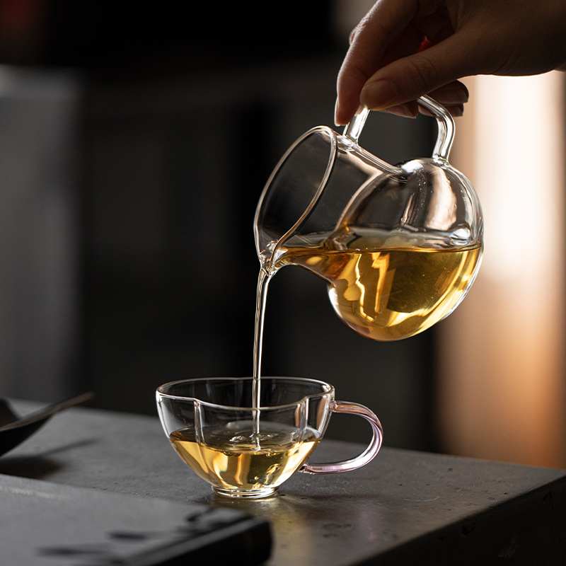Pahar din borosilicat rezistent la temperaturi înalte, cu mâner, transparent pentru ceai și cafea, recipient pentru servire comună pentru cafea preparată manual