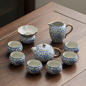Ceșă Gongdao ceramică albastru-alb - accesorii pentru ceremonia ceaiului, componentă de înaltă calitate pentru masa de ceai