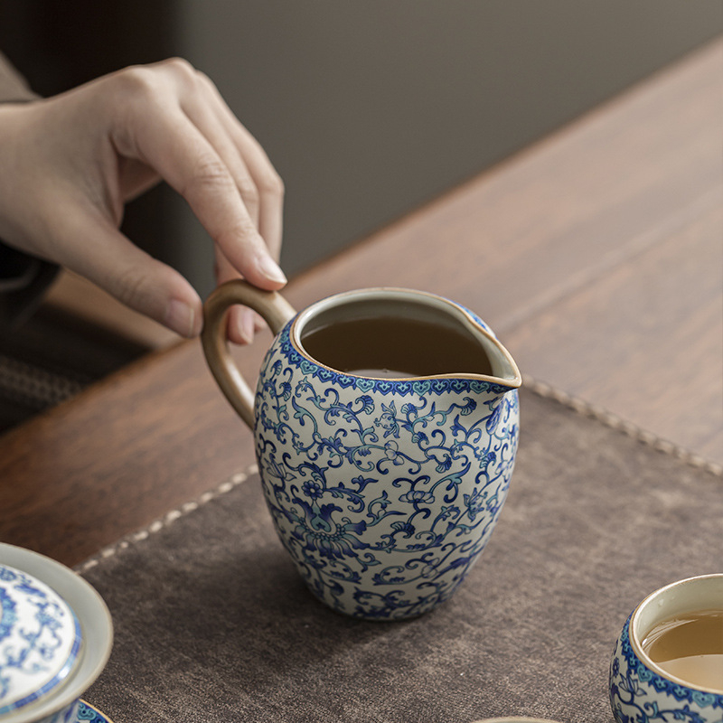 Ceșă Gongdao ceramică albastru-alb - accesorii pentru ceremonia ceaiului, componentă de înaltă calitate pentru masa de ceai