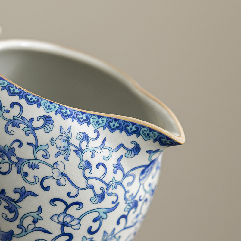 Ceșă Gongdao ceramică albastru-alb - accesorii pentru ceremonia ceaiului, componentă de înaltă calitate pentru masa de ceai