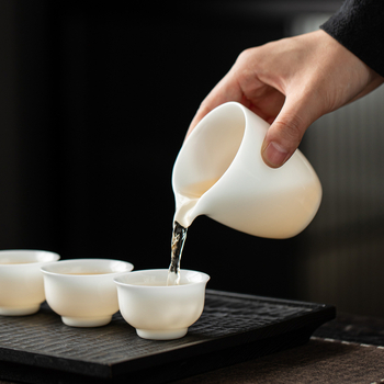 Cupa Gongdao din porțelan tip Ice-Type, set Kung Fu ceai din porțelan alb Dehua, gaiwan cu capac din trei piese pentru casă și birou, ceainic și ceașcă de ceai