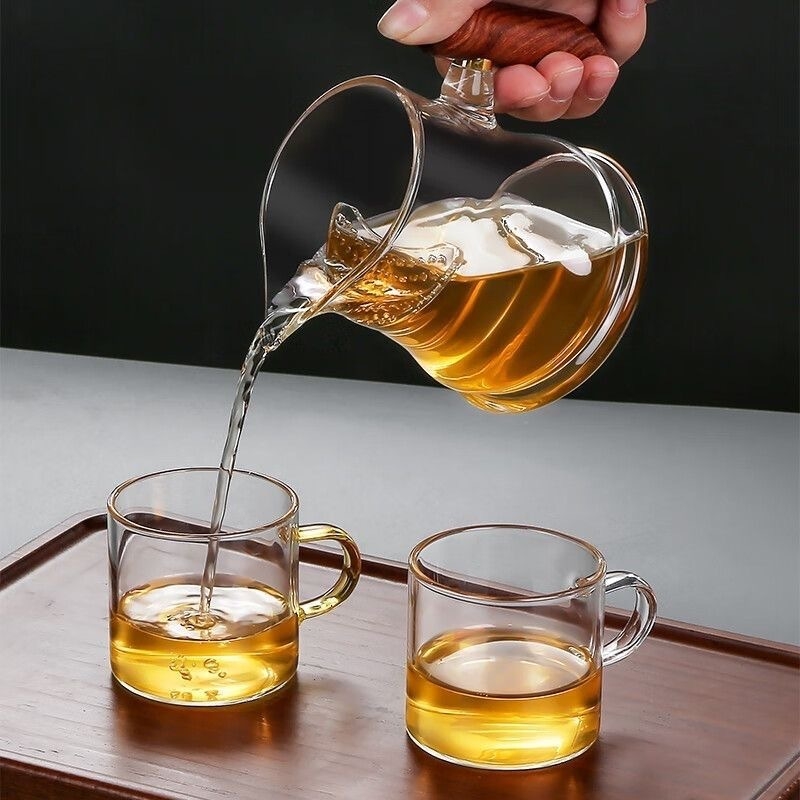 Ceașcă Gongfu din sticlă cu filtru încorporat pentru ceai verde