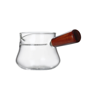Set Gongfu ceai rezistent la căldură, ceașcă din sticlă cu mâner lateral și mâner din lemn, tavă de ceai cu filtru, pentru uz casnic