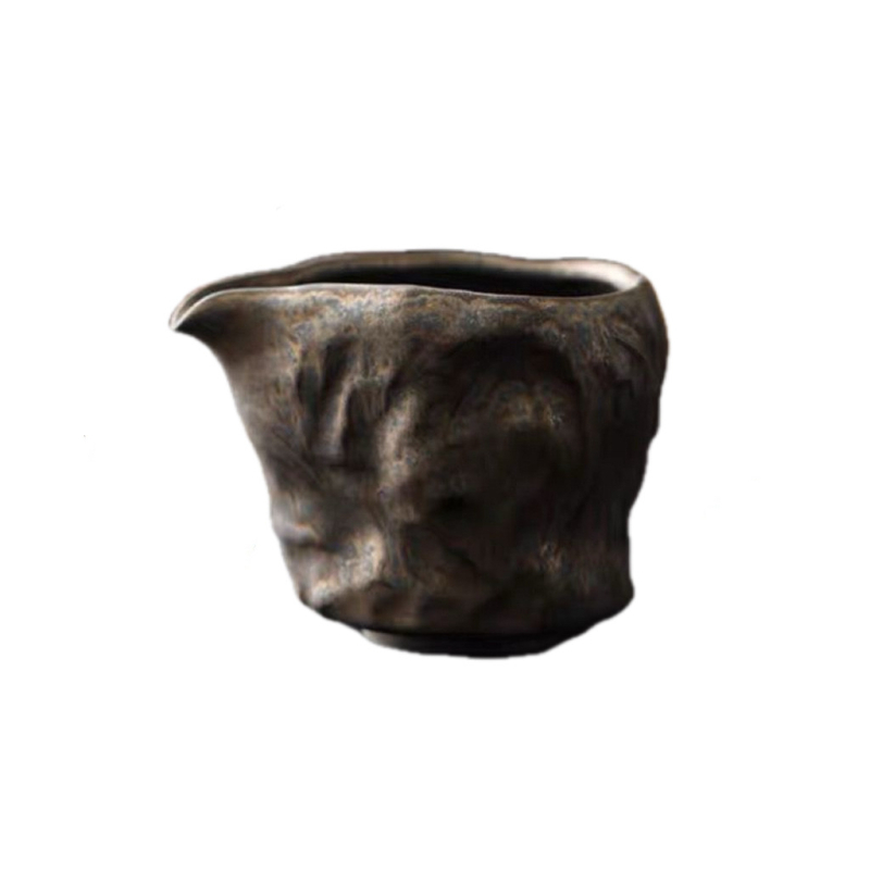 Set de ceai ceramic, cu glazură din fier aurie, ceașcă mare pentru distribuția ceaiului, incluzând recipient de ceai și accesorii pentru ceremonia japoneză.