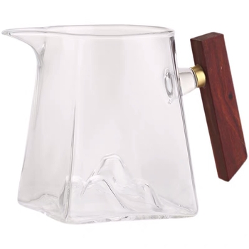 Set de ceai din sticlă borosilicată, cu mâner din lemn, design minimalist, capacitate mare, infuzor pentru ceai