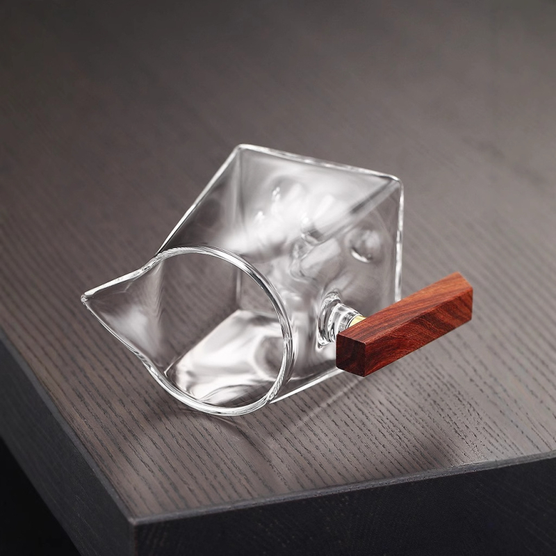 Set de ceai din sticlă borosilicată, cu mâner din lemn, design minimalist, capacitate mare, infuzor pentru ceai