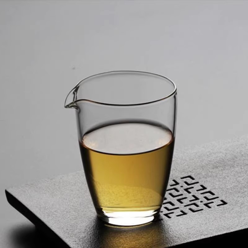 Pahar Gongdao din sticlă borosilcată groasă pentru setul de ceai Gongfu, anti-arzuri, transparent, minimalist