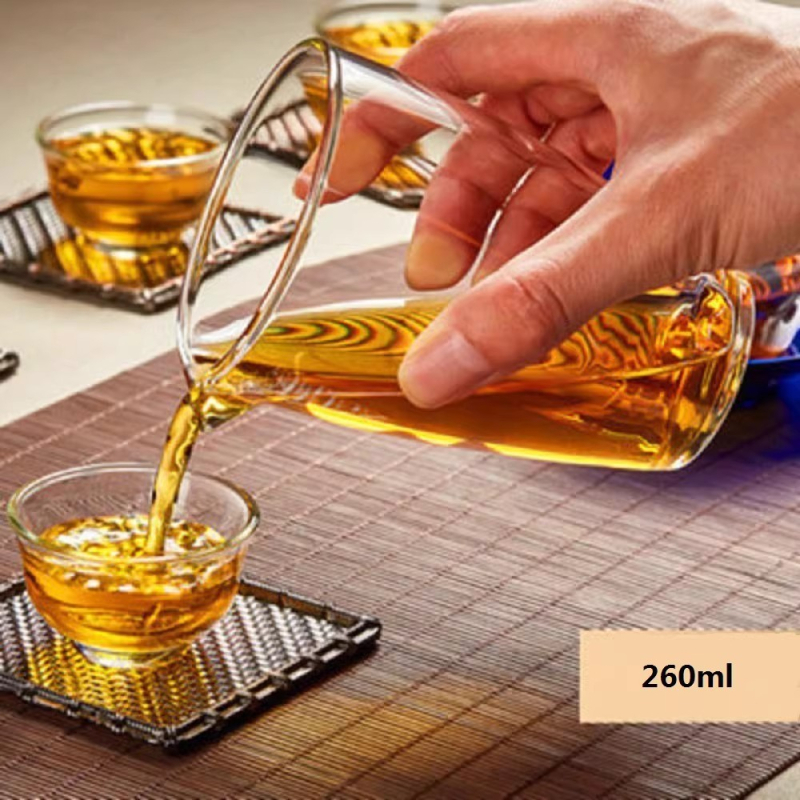 Pahar Gongdao din sticlă borosilcată groasă pentru setul de ceai Gongfu, anti-arzuri, transparent, minimalist