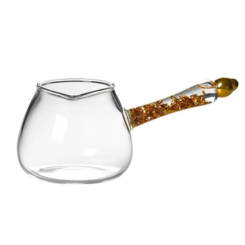 Set Gongfu de ceai din sticlă, mâner lateral auriu, distribuționer de ceai, sticlă borosilikat, pentru uz casnic
