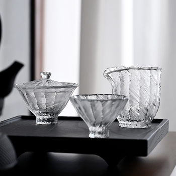 Pahar din cristal lucrat manual cu model de gheață, stil japonez Wabi-Sabi, set de ceai Kung Fu, vas modest