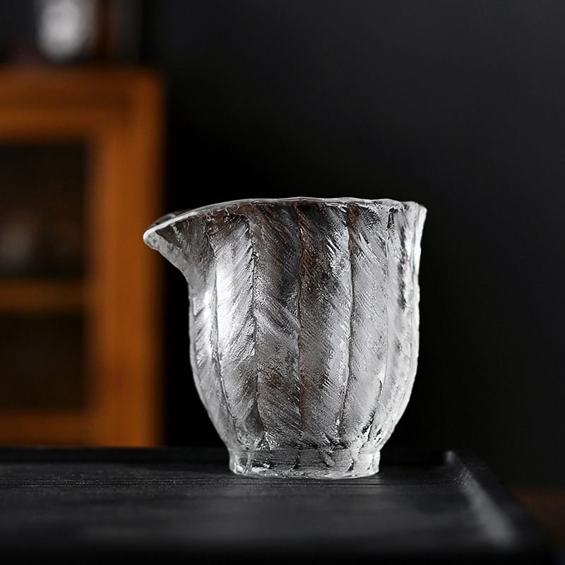 Pahar din cristal lucrat manual cu model de gheață, stil japonez Wabi-Sabi, set de ceai Kung Fu, vas modest