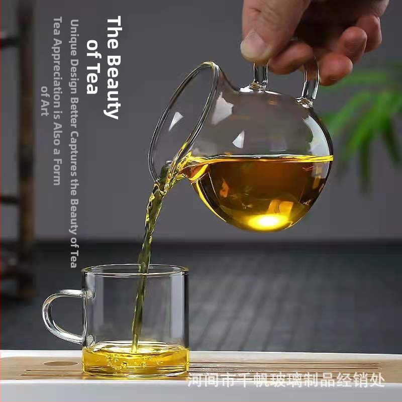 Ceașcă din sticlă borosilicat rezistentă la temperaturi înalte, 250 ml, cu mâner, pentru ceremonii de ceai chinezești