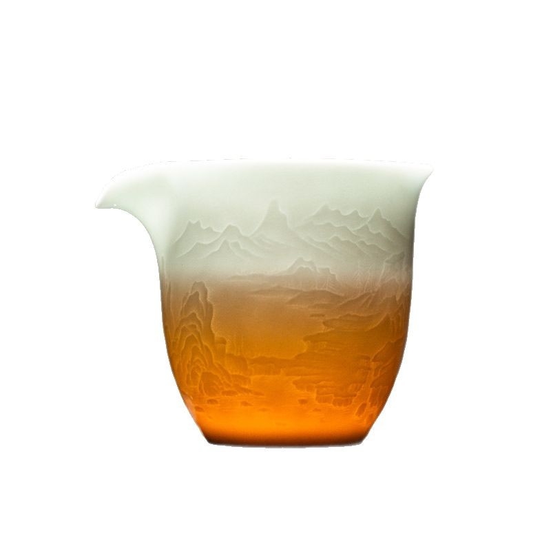 Filtru ceramic pentru ceai și divizor pentru ceremonia Kung Fu, ceașcă cu design peisaj