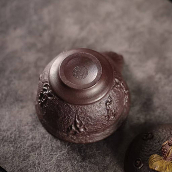 Ceainic Yixing Purple Sand, mâner manual, design creativ cu pește de aur și lotus, filtr pentru ceai