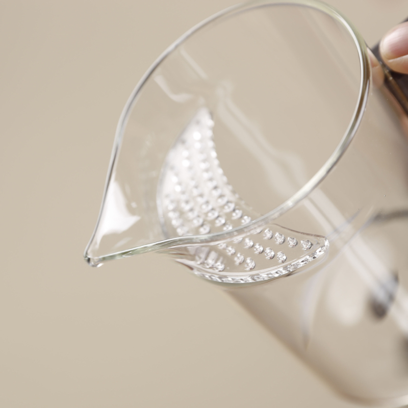 Ceșă de ceai din sticlă borosilikat rezistentă la căldură, în formă de semilună, filtru integrat pentru separarea ceaiului de apă – set de ceai pentru uz casnic