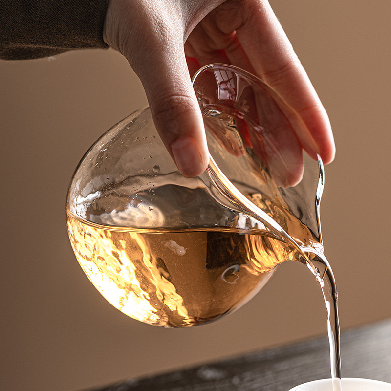 Set Gongfu de ceai din sticlă borosilicată rezistentă la căldură, cu cană de distribuție a ceaiului de capacitate mare și rezervor de ceai pentru uz casnic
