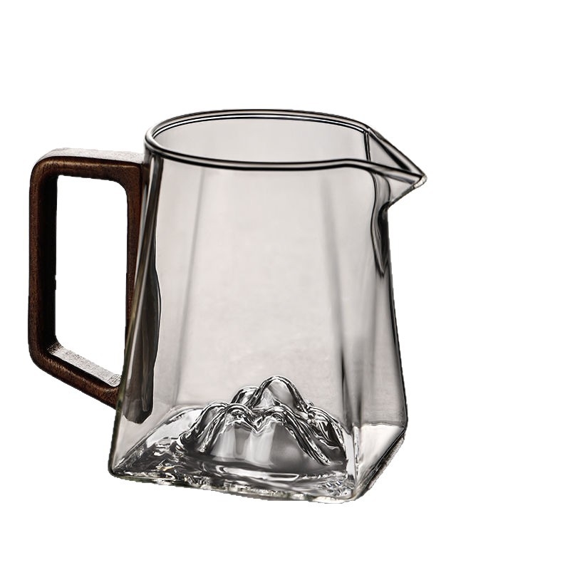 Ceașcă de ceai din sticlă cu mâner din lemn, întărită și rezistentă la căldură, filtru de ceai și separator, set pentru ceremonii de ceai, stil modern minimalist.