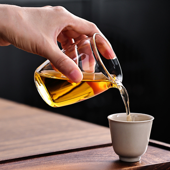 Pahar din sticlă borosiliată în stil chinezesc Gongfu, separator pentru ceai rezistent la temperaturi, mică tavă pentru ceai, transparent, accesorii pentru setul Kung Fu