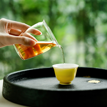 Pahar din sticlă borosiliată în stil chinezesc Gongfu, separator pentru ceai rezistent la temperaturi, mică tavă pentru ceai, transparent, accesorii pentru setul Kung Fu