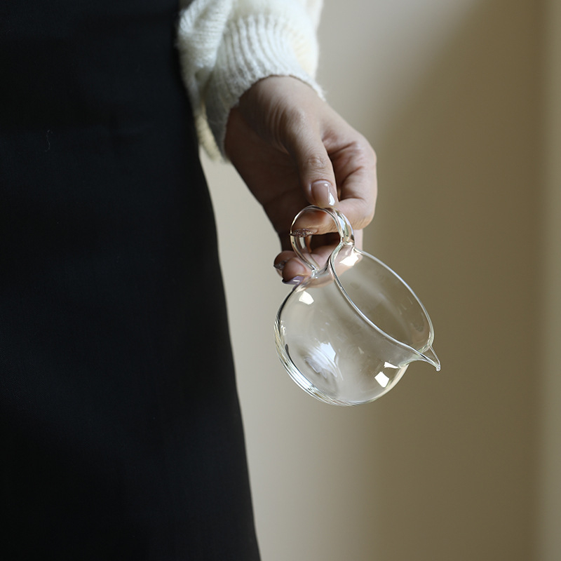 Vas de ceai transparent din borosilicat, lucrat manual, pentru ceremonia Gongfu