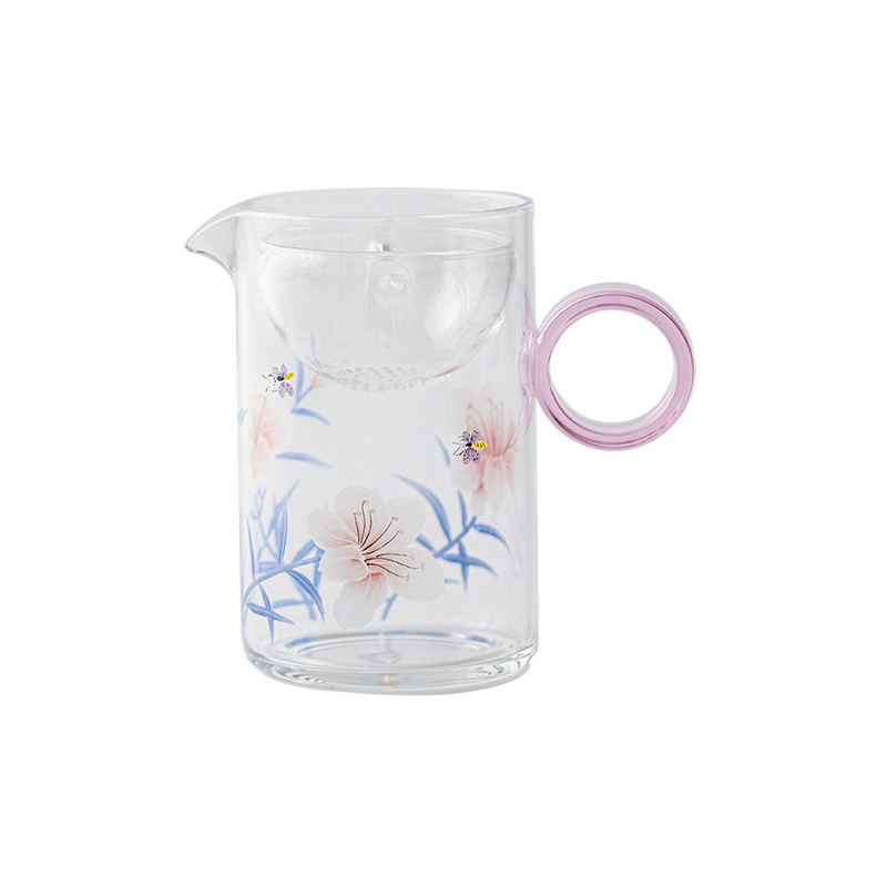 Ceașcă de ceai din sticlă transparentă, rezistentă la temperaturi înalte, cu separator de ceai — set de ceai în stil japonez, elegant