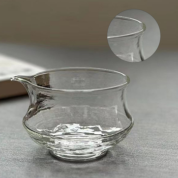 Ceasca de ceai din sticla cu textura ciocănita, distribuitor de ceai pentru birou, sticla borosilicat inalta, dimensiune mica