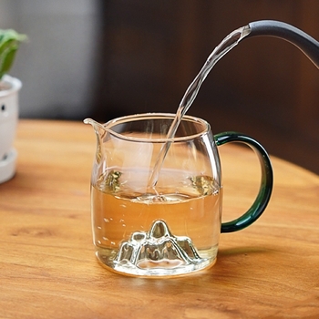 Ceasca de ceai din sticlă borosilicat cu mâner colorat — set simplu de ceai pentru uz casnic, rezistent la căldură