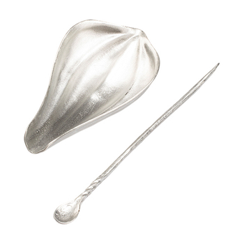Moji set de ceai din tin – accesorii pentru ceremonie cu petale de lotus, ac de ceai și linguriță, pentru utilizare acasă